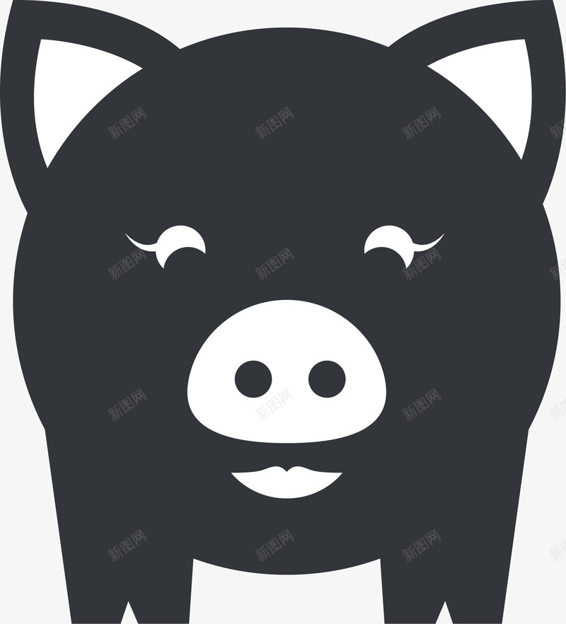 黑色小猪剪影png免抠素材_新图网 https://ixintu.com 动物 动物头像 卡通动物 可爱 头像剪影 微笑的猪 扁平动物头像 猪剪影 黑色
