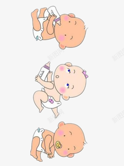 喝奶的婴儿png免抠素材_新图网 https://ixintu.com 可爱 奶嘴 奶瓶 手绘 母婴