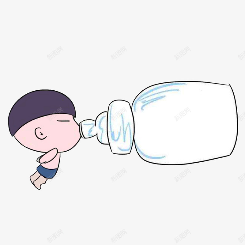 喝着大奶瓶的宝宝png免抠素材_新图网 https://ixintu.com 卡通 喝奶的宝宝 喝着大奶瓶的宝宝 飞起来的宝宝