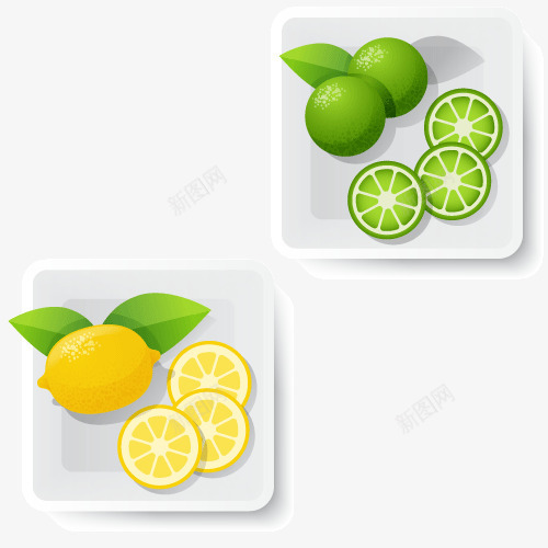 盘子柠檬png免抠素材_新图网 https://ixintu.com 水果 盘子 青柠檬 黄柠檬