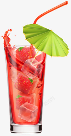 现榨西瓜草莓汁高清图片