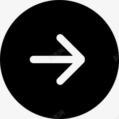 右箭头键在黑色的圆形按钮图标图标
