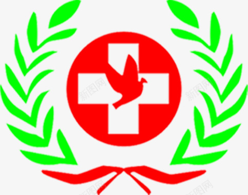 绿叶红色医院图标图标