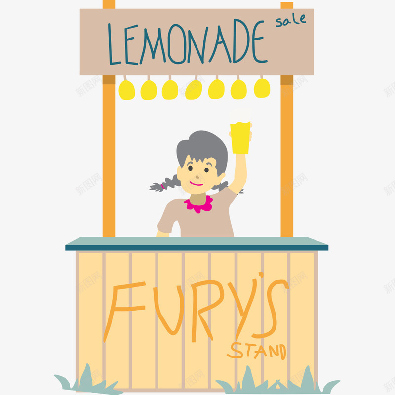 买柠檬汁的小女孩png免抠素材_新图网 https://ixintu.com 卡通 小女孩 柠檬汁