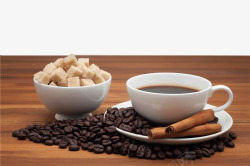 黑玛卡片咖啡豆和蔗糖高清图片