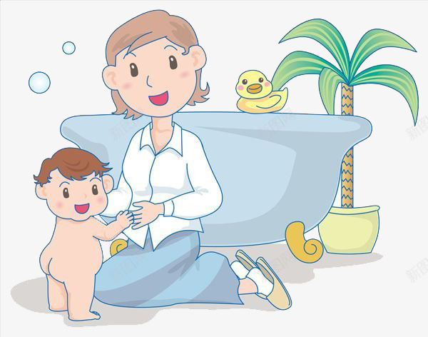 妈妈给孩子洗澡png免抠素材_新图网 https://ixintu.com 妈妈 孩子 洗澡 澡盆