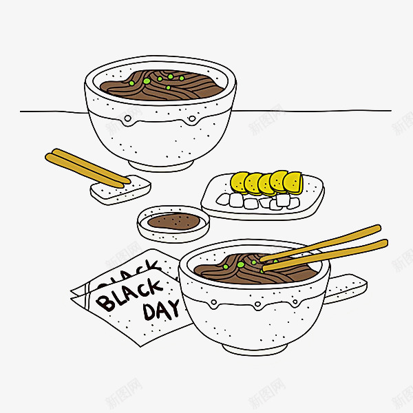 面食插画png免抠素材_新图网 https://ixintu.com 厨房 插画 面条 食品 餐具 饮料