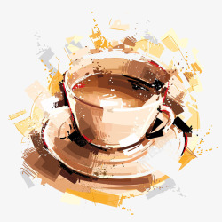 水彩咖啡杯咖啡杯水彩画高清图片