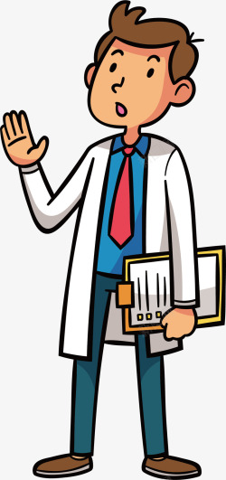 戴眼镜的女医生手绘卡通医疗招手的医生高清图片