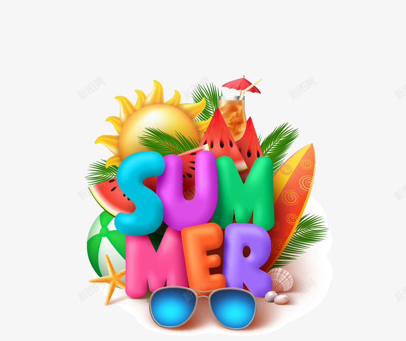 SUMMER矢量图ai免抠素材_新图网 https://ixintu.com SUMMER ppt 卡通夏日 夏日图案 手绘 涂鸦 装饰图 矢量图