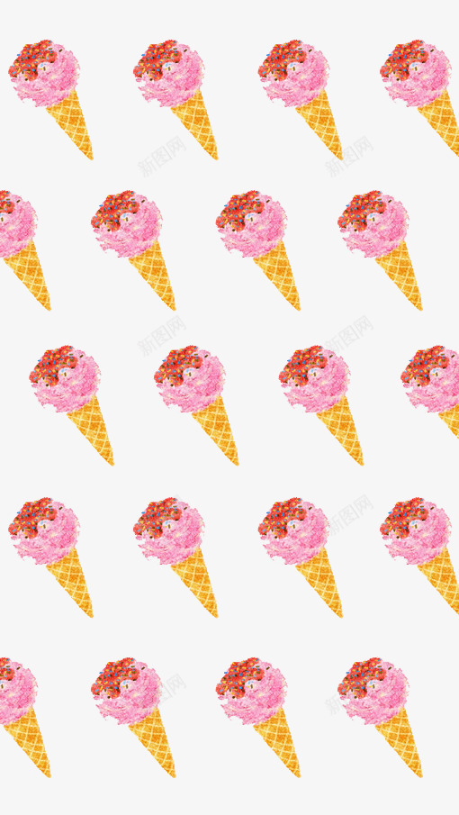 草莓冰淇淋png免抠素材_新图网 https://ixintu.com 夏日 平铺 手绘 甜点