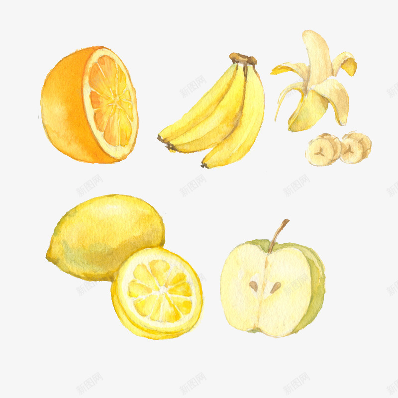 香蕉橘子矢量图eps免抠素材_新图网 https://ixintu.com 柠檬 橘子 苹果 香蕉 矢量图