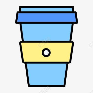 蓝色手绘咖啡杯元素矢量图图标图标
