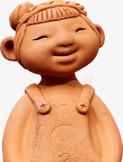 头发的刘海微笑的孩子陶俑高清图片