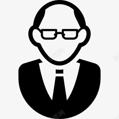 秃头男人的领带和眼镜图标图标