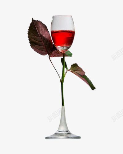 玫瑰花梗与红酒的合成元素png免抠素材_新图网 https://ixintu.com 创意元素 效果元素 玫瑰花枝 红色饮料
