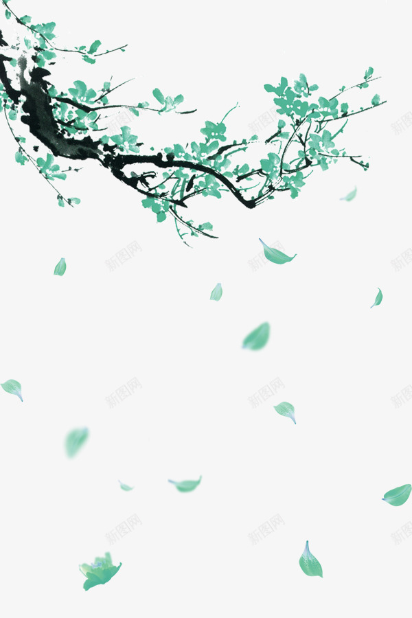 绿色中国风花枝装饰图案png免抠素材_新图网 https://ixintu.com 中国风 免抠PNG 绿色 花枝 装饰图案