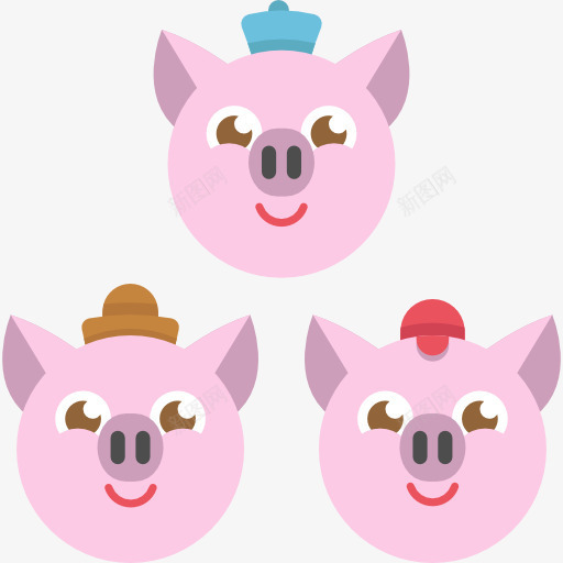 三只小猪图标png_新图网 https://ixintu.com 三只小猪 传说 动物头像 幻想人物 民间传说 猪 神话故事