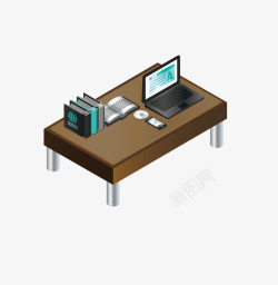 卡通矮小工作桌电脑桌素材