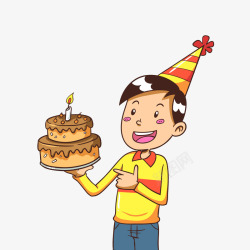 男孩蛋糕过生日的小男孩矢量图高清图片