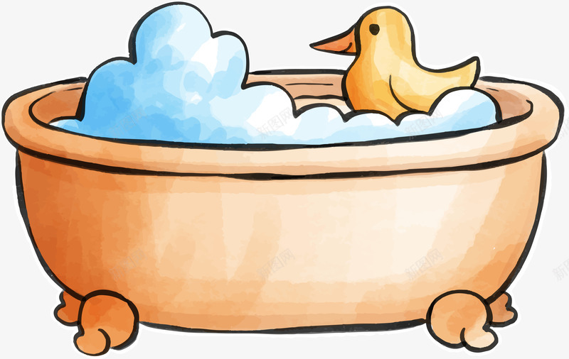 可爱水彩婴儿浴缸png免抠素材_新图网 https://ixintu.com 儿童手绘 卡通 可爱 婴儿 水彩笔 浴缸 矢量图案