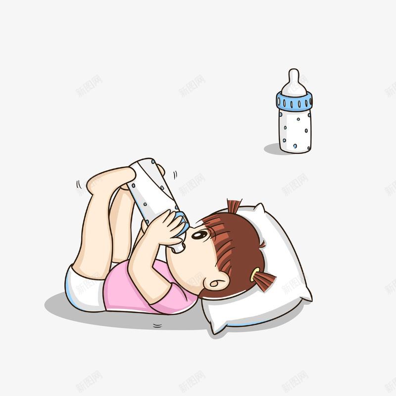 手脚并用的喝奶png免抠素材_新图网 https://ixintu.com 喝奶的宝宝 女宝宝 奶瓶 手脚并用的喝奶