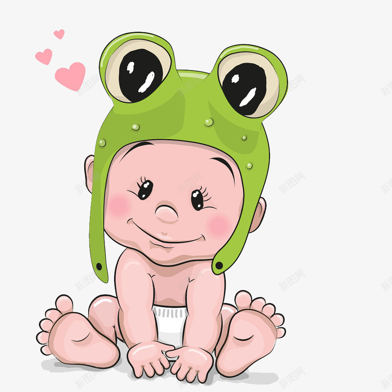 青蛙宝宝png免抠素材_新图网 https://ixintu.com 卡通 婴儿 宝宝 青蛙帽子