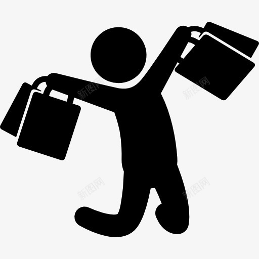 快乐的购物者用购物袋跳跃图标png_新图网 https://ixintu.com 人 剪影 快乐 购物 购物袋 购物袋剪影 跳跃