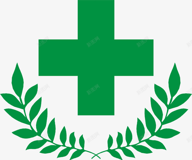 绿色十字医院标签png免抠素材_新图网 https://ixintu.com 医院 十字 十字形 标签 绿色