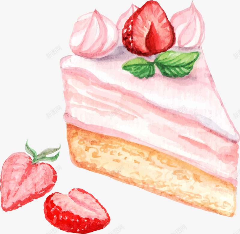 草莓蛋糕png免抠素材_新图网 https://ixintu.com 奶油蛋糕 手绘蛋糕 生日蛋糕 草莓