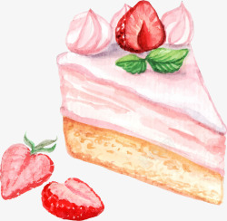 手绘奶油蛋糕草莓蛋糕高清图片
