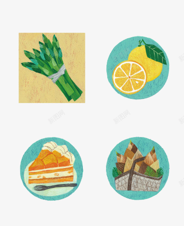卡通厨房食材png免抠素材_新图网 https://ixintu.com 厨房 柠檬 蔬菜 食材
