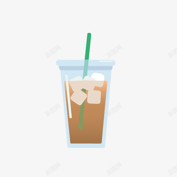 加冰咖啡饮料png免抠素材_新图网 https://ixintu.com 加冰饮料 吸管 咖啡 杯子 饮料
