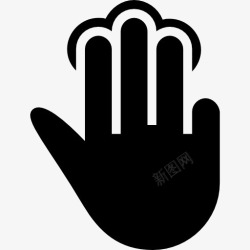 三头式水龙头三个手指点击黑色的手势图标高清图片
