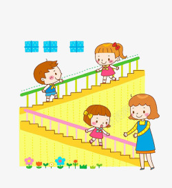 孩子爬楼梯素材