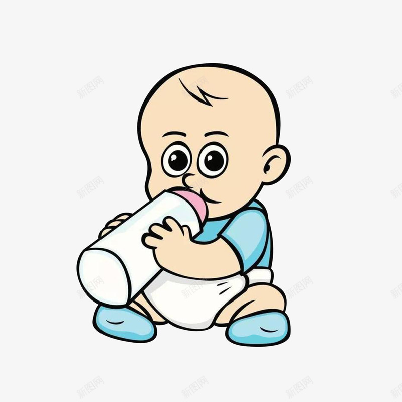 睁着大眼睛喝奶的宝宝png免抠素材_新图网 https://ixintu.com 喝奶的宝宝