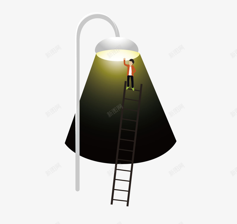 聚光灯底下的人png免抠素材_新图网 https://ixintu.com 光 梯子 灯光 站在梯子上的人 聚光灯