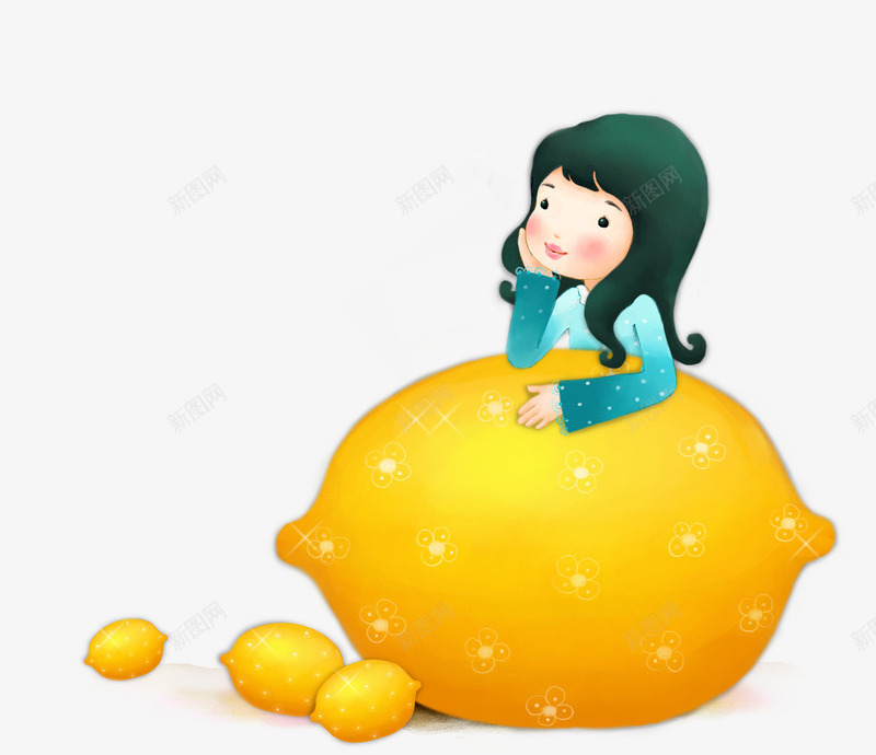 柠檬女孩png免抠素材_新图网 https://ixintu.com 水果 立体 黄色