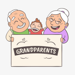老爷爷老太太手绘祖父母节日插画高清图片