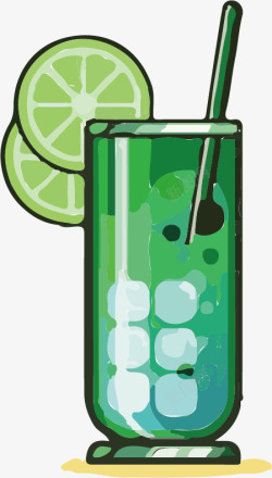 饮料饮青柠檬汁饮料简笔画透明高清图片