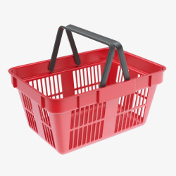 红色镂空超市购物筐塑料提手素材