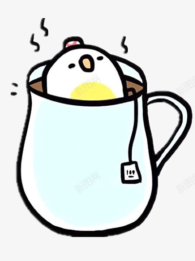 茶杯里的小鸡png免抠素材_新图网 https://ixintu.com 动物 杯子 茶包 饮料 饮食