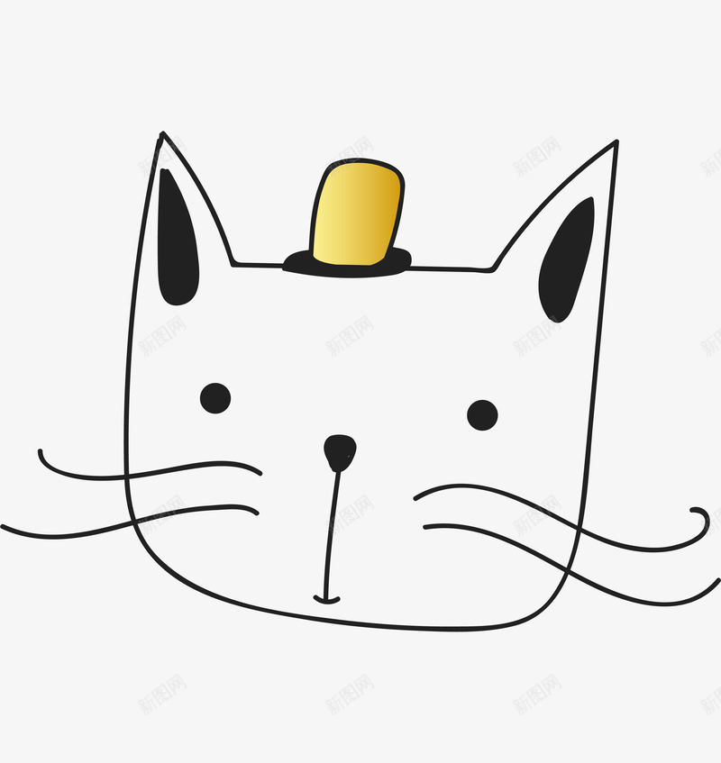 卡通手绘卡通猫咪头像图标png_新图网 https://ixintu.com 创意 动漫动画 卡通猫咪 手绘 猫咪头像 胡子