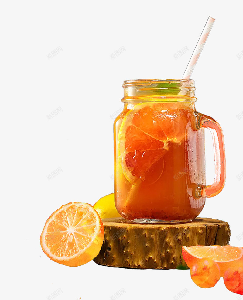 橙子果汁psd免抠素材_新图网 https://ixintu.com 创意果汁 果汁 橙子 水果 维C 绿色水果 装饰 饮料 黄色