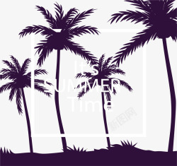 夏日时光椰子树剪影矢量图素材