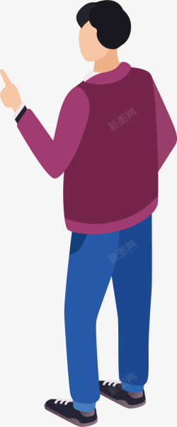 蓝色的裤子紫色上衣的人矢量图高清图片