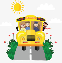 路上的校车开学季路上的校车矢量图高清图片