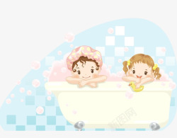 两个宝宝洗澡素材