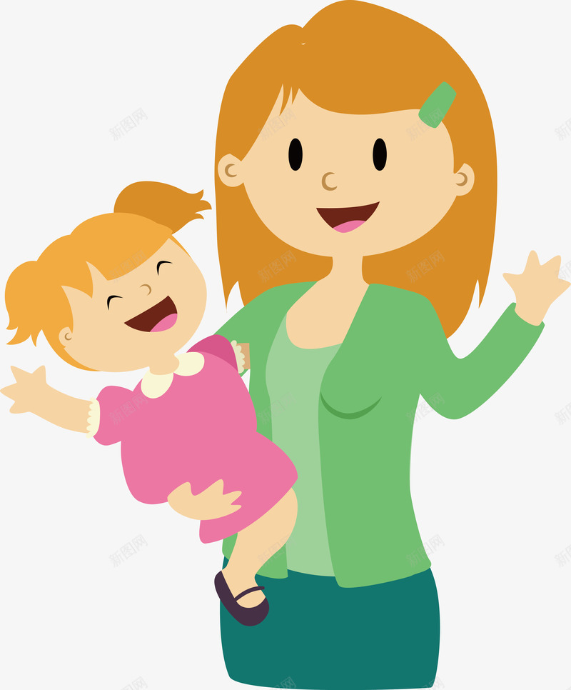 和孩子互动的母亲png免抠素材_新图网 https://ixintu.com 妈妈的小棉袄 微笑 机灵 矢量源文件 礼貌 老妈