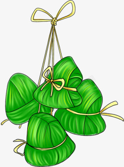 绿色艺术手绘粽子创意端午节素材